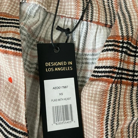 RARE AFRM plaid with hearts open slit midi dress - Picture 3 of 9